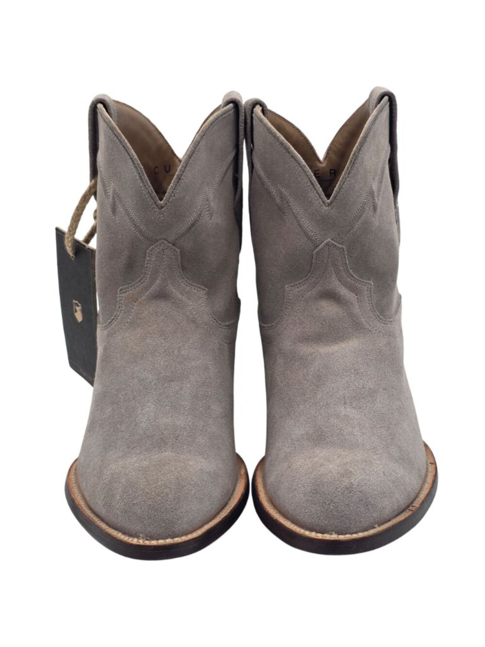 NEW Cuero Womens size 10B Suede Taupe Grey Ankle Cowboy Western Booties Handmade - Picture 8 of 16